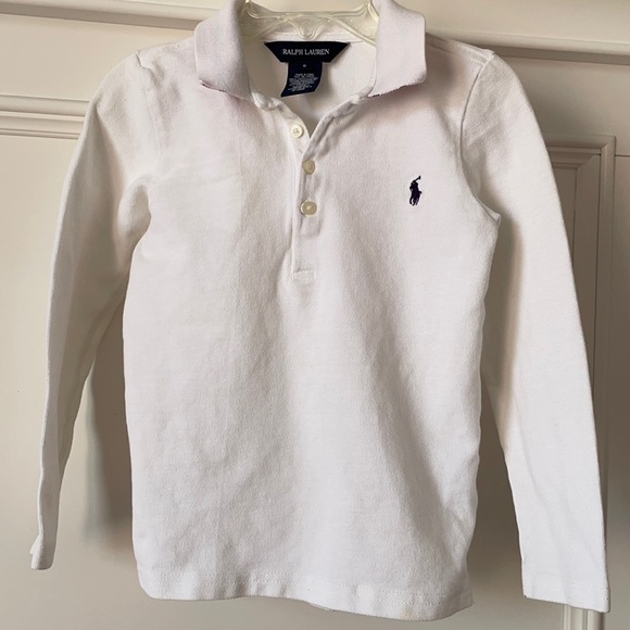 Ralph Lauren 5T White long sleeve polo shirt - Picture 1 of 3